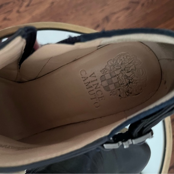 NAVY BLUE LEATHER AND SUEDE BOOTIES - Picture 7 of 10